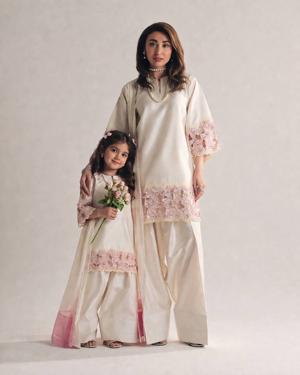 Miniature Pearl Silk Festive Kurta